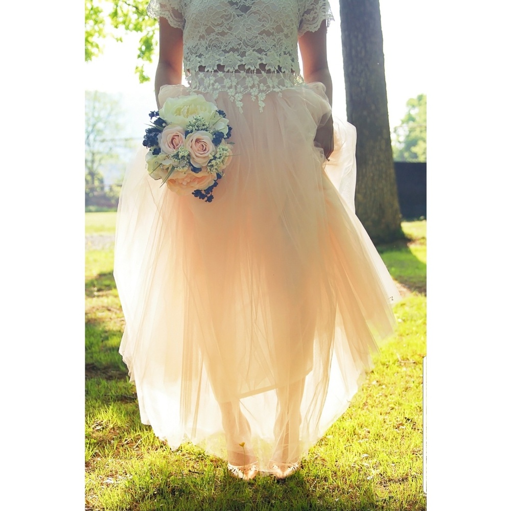 Blush Tulle Skirt, 2-Piece Wedding Dress
